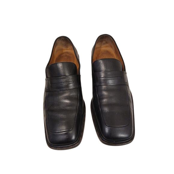 $1200 Louis Vuitton Leather Penny Loafers Shoes Mens US 8 Black Square Toe - Picture 5 of 16